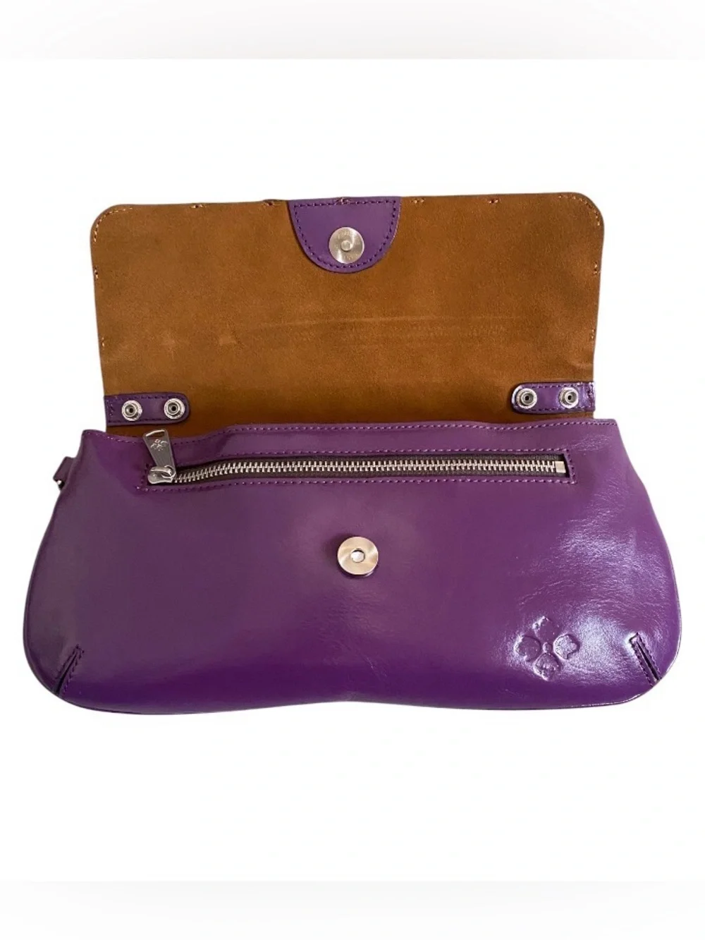 Patricia Nash Baku genuine leather plum jam clutch/crossbody